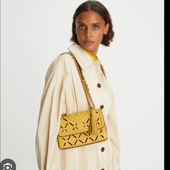 NWT Tory Burch Fleming diamond perforated golden sunset crossbody - Picture 3 of 10